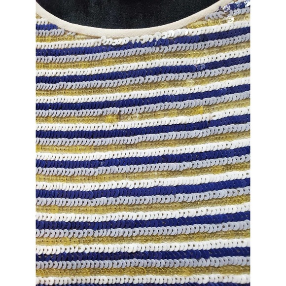 Theory Women's Blue & Yellow 100% Silk Sequin Sleeveless Top Blouse Size S/P - Picture 11 of 13